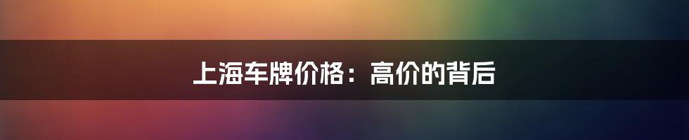 上海车牌价格：高价的背后