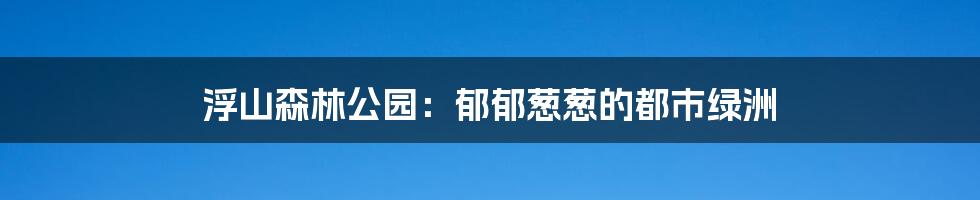 浮山森林公园：郁郁葱葱的都市绿洲