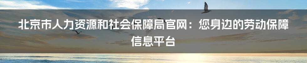 北京市人力资源和社会保障局官网：您身边的劳动保障信息平台