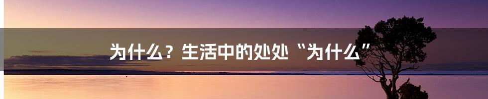 为什么？生活中的处处“为什么”