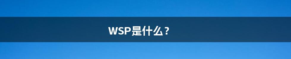 WSP是什么？