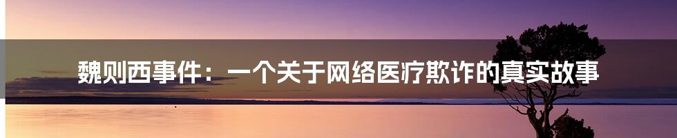 魏则西事件：一个关于网络医疗欺诈的真实故事