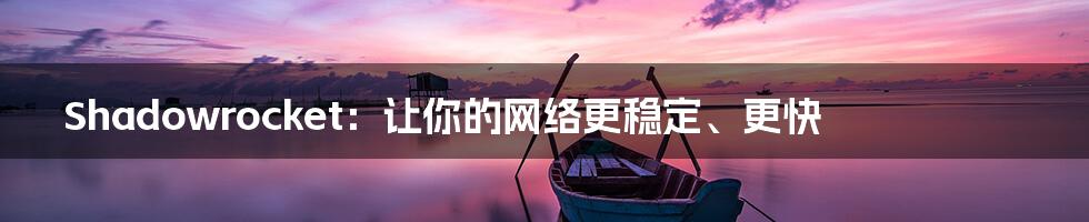 Shadowrocket：让你的网络更稳定、更快