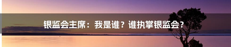 银监会主席：我是谁？谁执掌银监会？