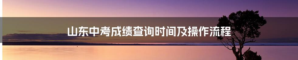 山东中考成绩查询时间及操作流程