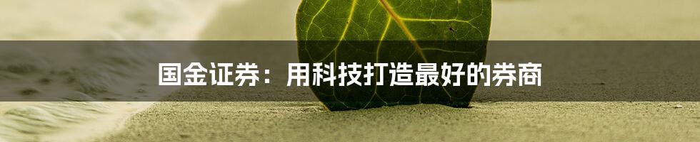 国金证券：用科技打造最好的券商