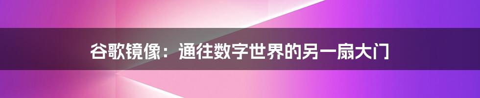 谷歌镜像：通往数字世界的另一扇大门