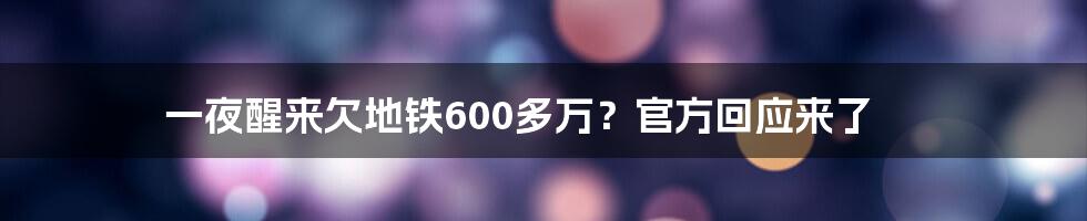 一夜醒来欠地铁600多万？官方回应来了