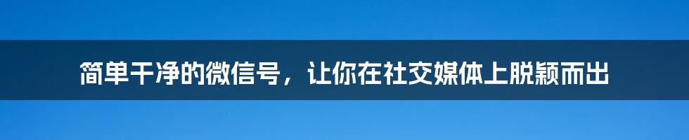 简单干净的微信号，让你在社交媒体上脱颖而出