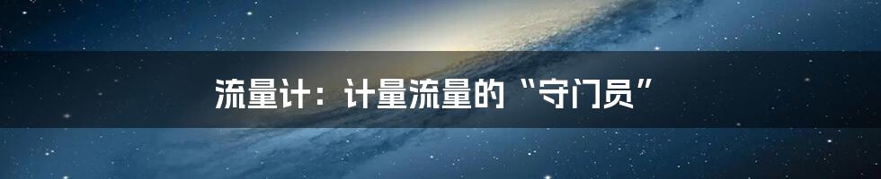 流量计：计量流量的“守门员”