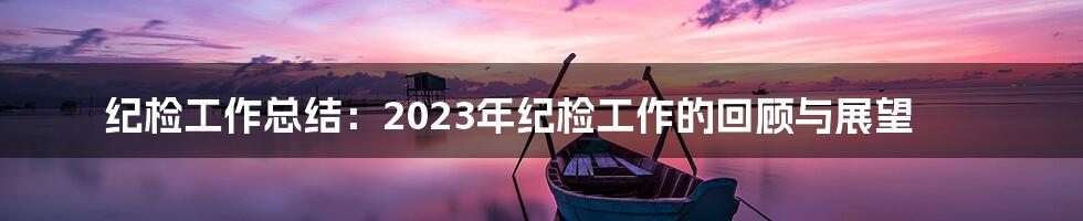 纪检工作总结：2023年纪检工作的回顾与展望