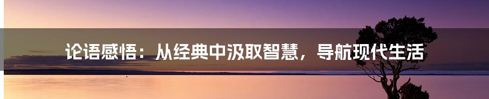 论语感悟：从经典中汲取智慧，导航现代生活