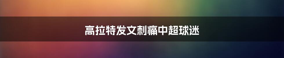 高拉特发文刺痛中超球迷