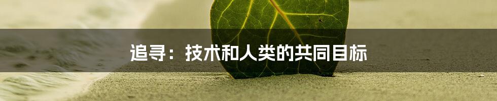 追寻：技术和人类的共同目标