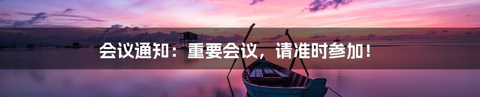 会议通知：重要会议，请准时参加！