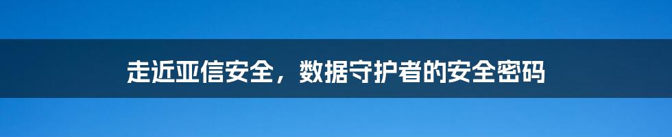 走近亚信安全，数据守护者的安全密码