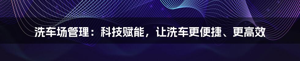 洗车场管理：科技赋能，让洗车更便捷、更高效