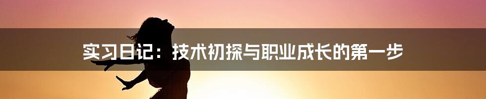 实习日记：技术初探与职业成长的第一步