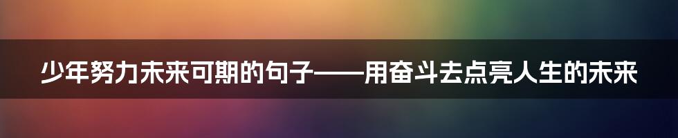 少年努力未来可期的句子——用奋斗去点亮人生的未来