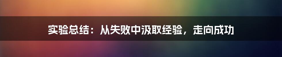 实验总结：从失败中汲取经验，走向成功