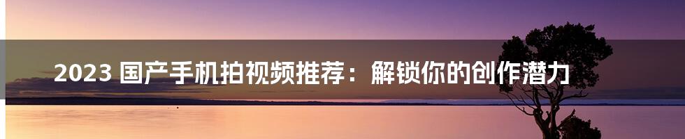 2023 国产手机拍视频推荐：解锁你的创作潜力