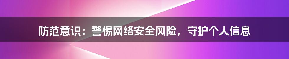 防范意识：警惕网络安全风险，守护个人信息