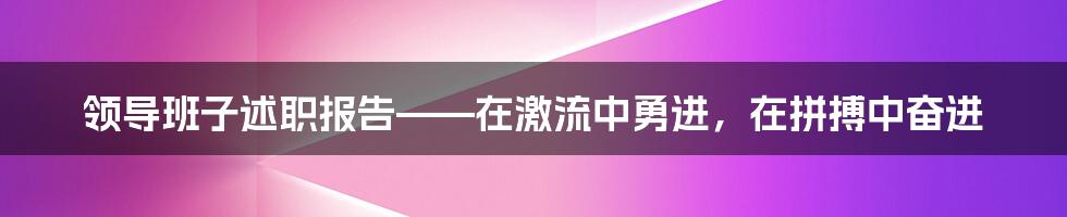 领导班子述职报告——在激流中勇进，在拼搏中奋进