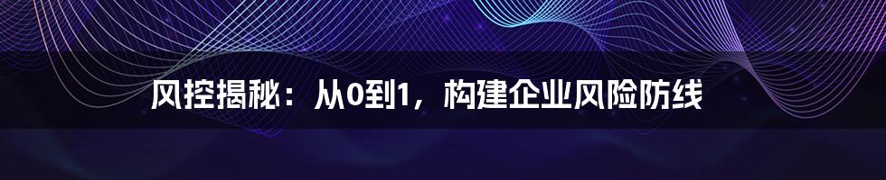 风控揭秘：从0到1，构建企业风险防线