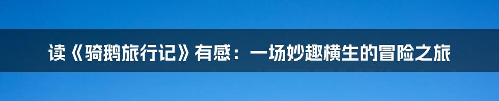 读《骑鹅旅行记》有感：一场妙趣横生的冒险之旅