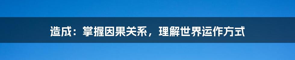 造成：掌握因果关系，理解世界运作方式