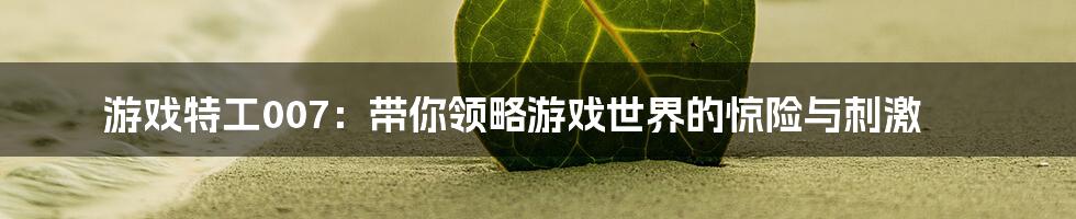 游戏特工007：带你领略游戏世界的惊险与刺激