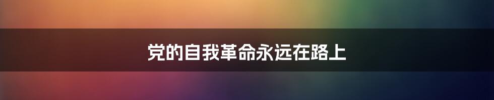 党的自我革命永远在路上