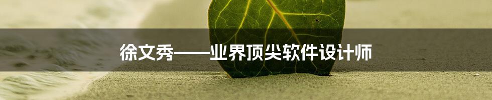 徐文秀——业界顶尖软件设计师