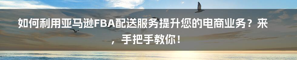 如何利用亚马逊FBA配送服务提升您的电商业务？来，手把手教你！