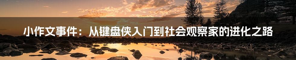 小作文事件：从键盘侠入门到社会观察家的进化之路