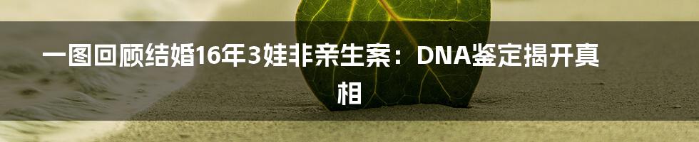 一图回顾结婚16年3娃非亲生案：DNA鉴定揭开真相