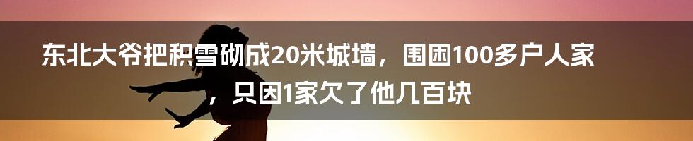 东北大爷把积雪砌成20米城墙，围困100多户人家，只因1家欠了他几百块