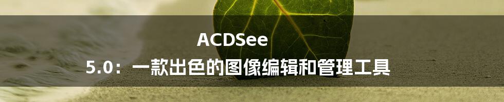 ACDSee 5.0：一款出色的图像编辑和管理工具