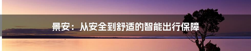 景安：从安全到舒适的智能出行保障