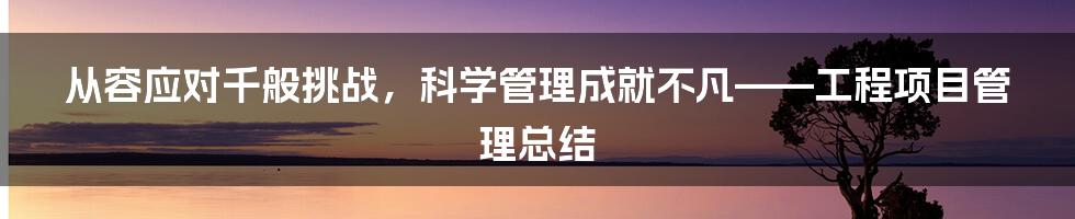 从容应对千般挑战，科学管理成就不凡——工程项目管理总结