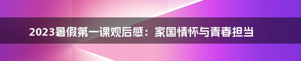 2023暑假第一课观后感：家国情怀与青春担当