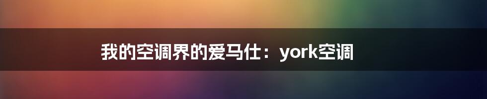 我的空调界的爱马仕：york空调