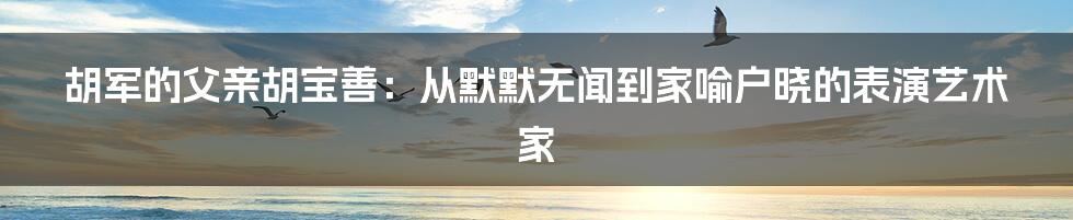 胡军的父亲胡宝善：从默默无闻到家喻户晓的表演艺术家