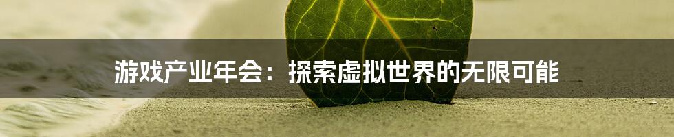 游戏产业年会：探索虚拟世界的无限可能