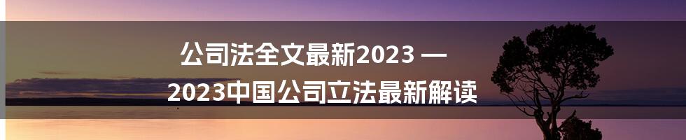 公司法全文最新2023 — 2023中国公司立法最新解读