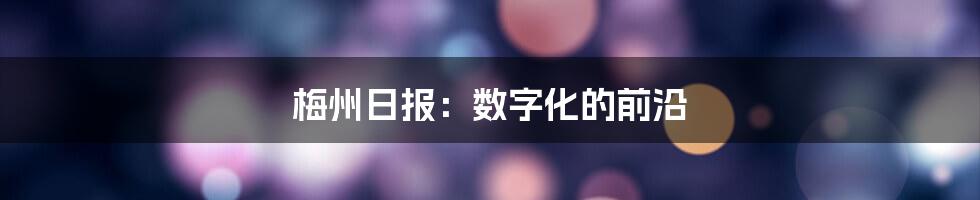 梅州日报：数字化的前沿