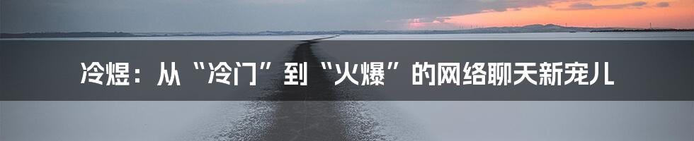 冷煜：从“冷门”到“火爆”的网络聊天新宠儿