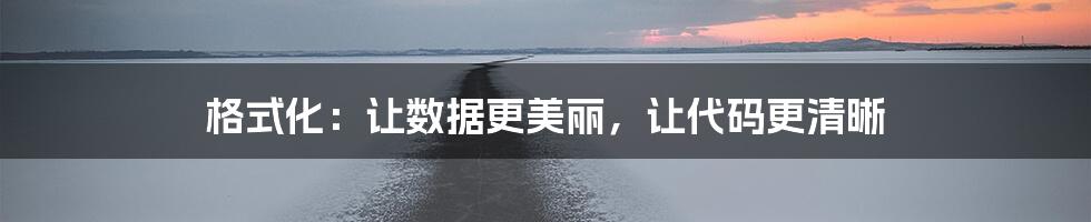 格式化：让数据更美丽，让代码更清晰