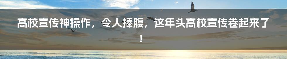 高校宣传神操作，令人捧腹，这年头高校宣传卷起来了！