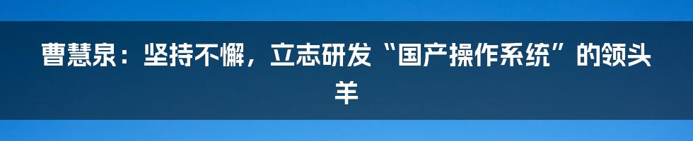 曹慧泉：坚持不懈，立志研发“国产操作系统”的领头羊